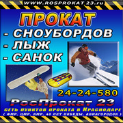 Прокат лыж,  сноубордов и санок. 